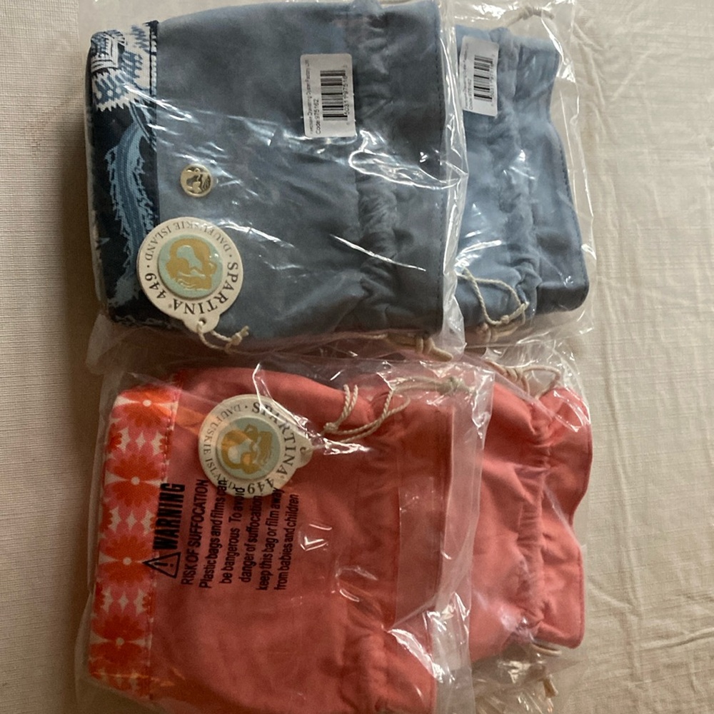 Blue and coral bags